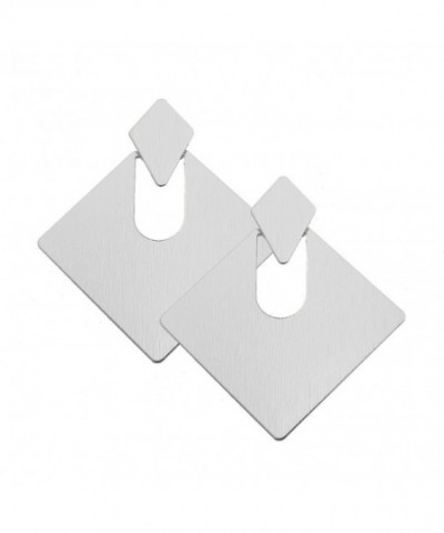 Brushed Modern Double Square Earrings