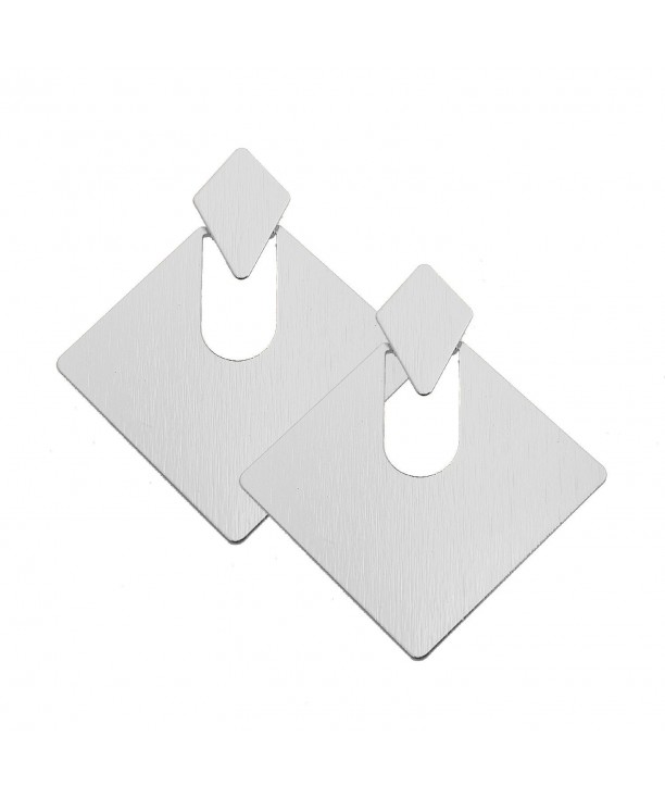 Brushed Modern Double Square Earrings