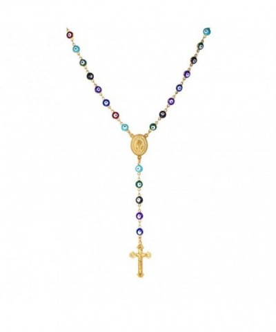 Colorful Beaded Plated Necklace Crucifix