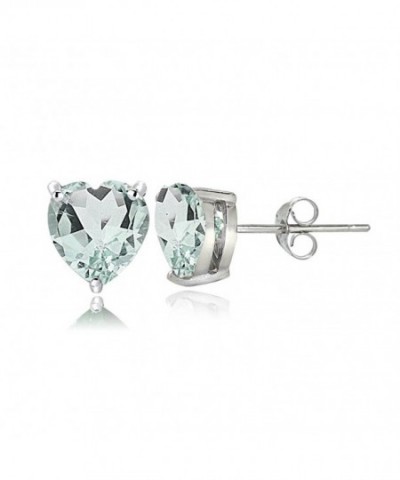 Sterling Silver Aquamarine Heart Earrings