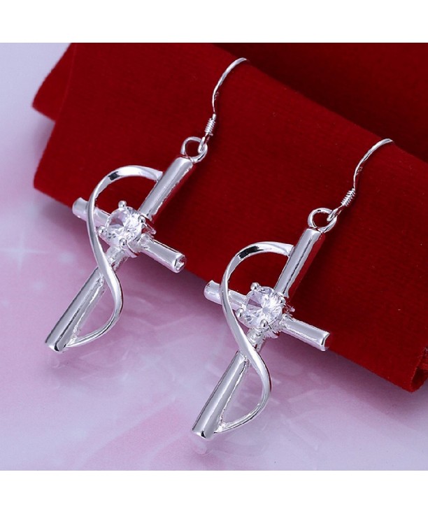 silver plated earings cross zircon