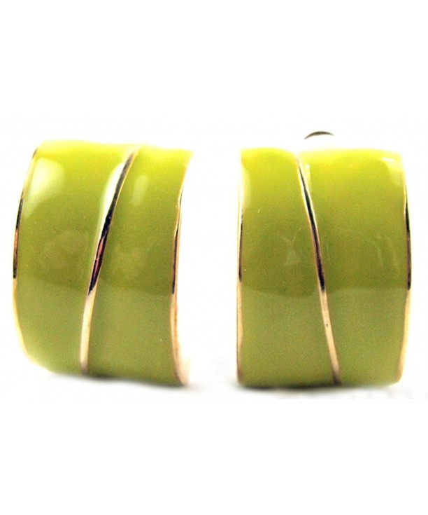 Lime Green Enamel Accent Earrings