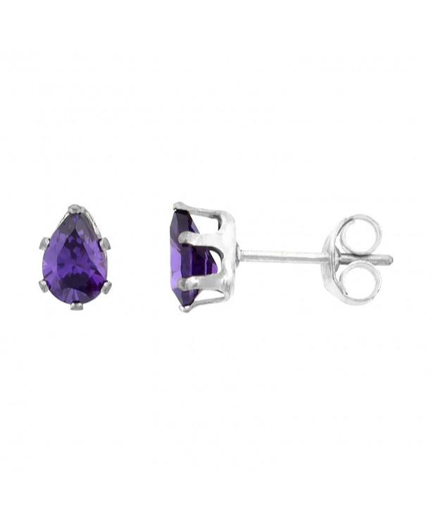 Sterling Silver Zirconia Teardrop Amethyst