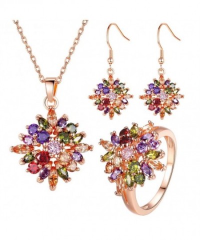 BAMOER Multicolor Zirconia Earrings Necklace