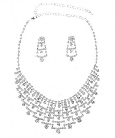 Gorgeous Multitier Rhinestones Necklace Earrings