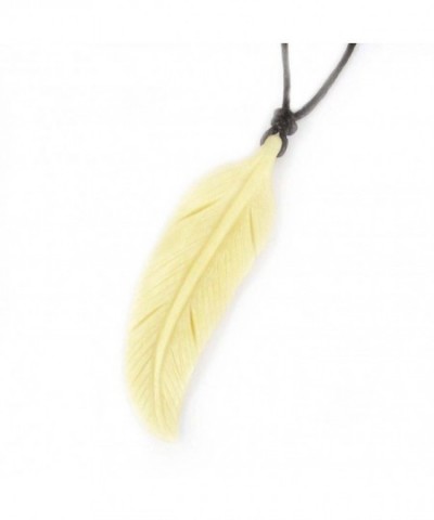 Bone Carved Feather Pendant Necklace