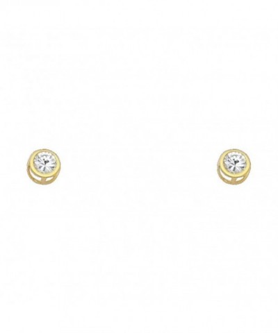 Yellow Round Bezel Earrings Screw