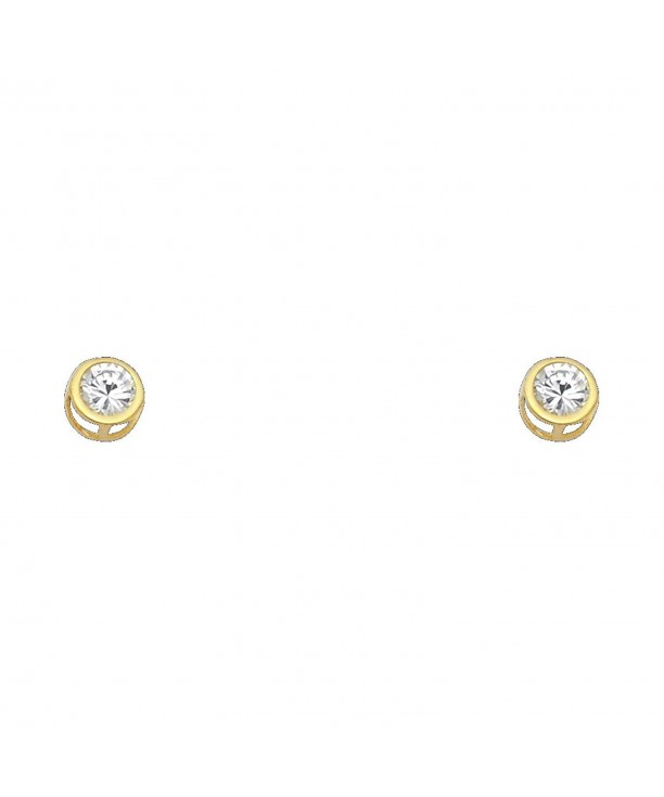 Yellow Round Bezel Earrings Screw