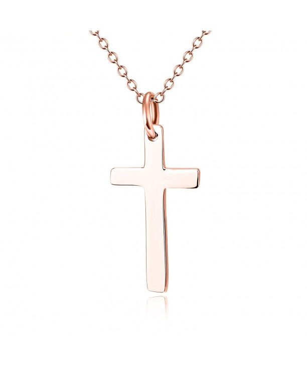 Rose Sterling Silver Cross Necklace