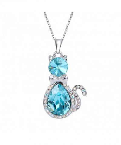 EleQueen Silver tone Teardrop Aquamarine Swarovski