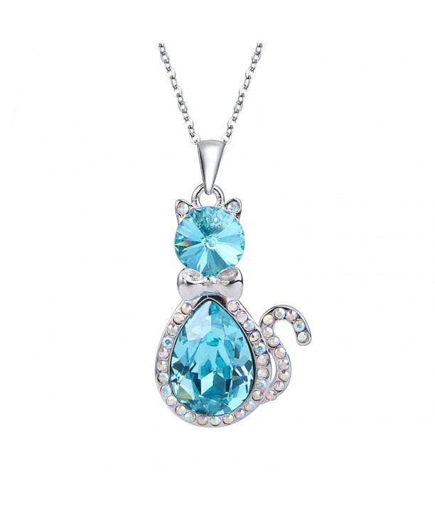 EleQueen Silver tone Teardrop Aquamarine Swarovski