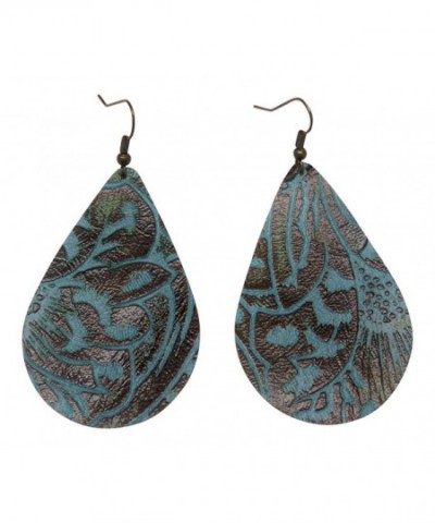 Handmade Turquoise Western Cowhide Earrings