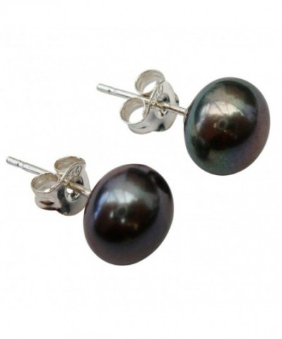 Peacock Black Cultured Silver Earrings