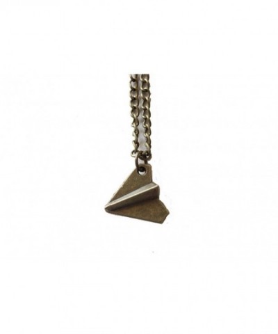Ancient Bronze Paper Airplane Necklace