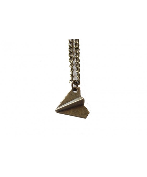 Ancient Bronze Paper Airplane Necklace