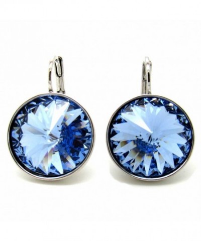 Sapphire Rhodium plated Earrings Swarovski Crystals