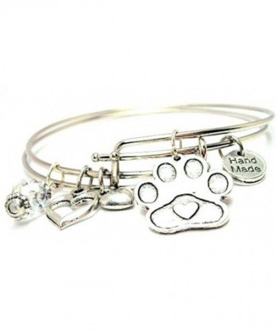 Center Heart Print Adjustable Bangle