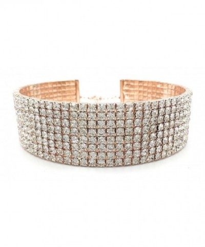 Rose Gold Rhinestone Choker Row