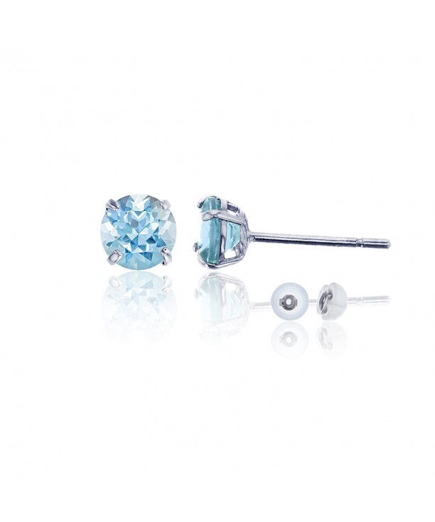 White 4 00mm Round Aquamarine Earring