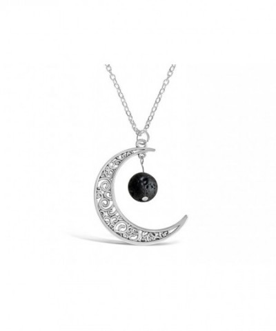 Rosa Vila Crescent Moon Aromatherapy Necklace Lava Stone Antique Silver ...