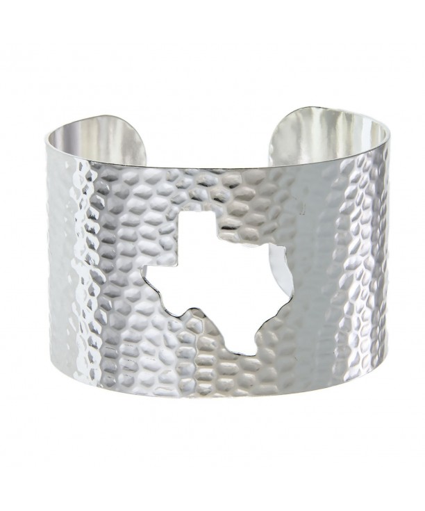 PammyJ State Silvertone Hammered Bracelet