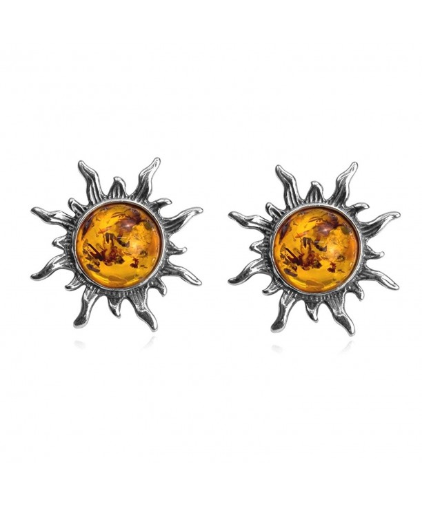 Amber Sterling Silver Flaming Earrings