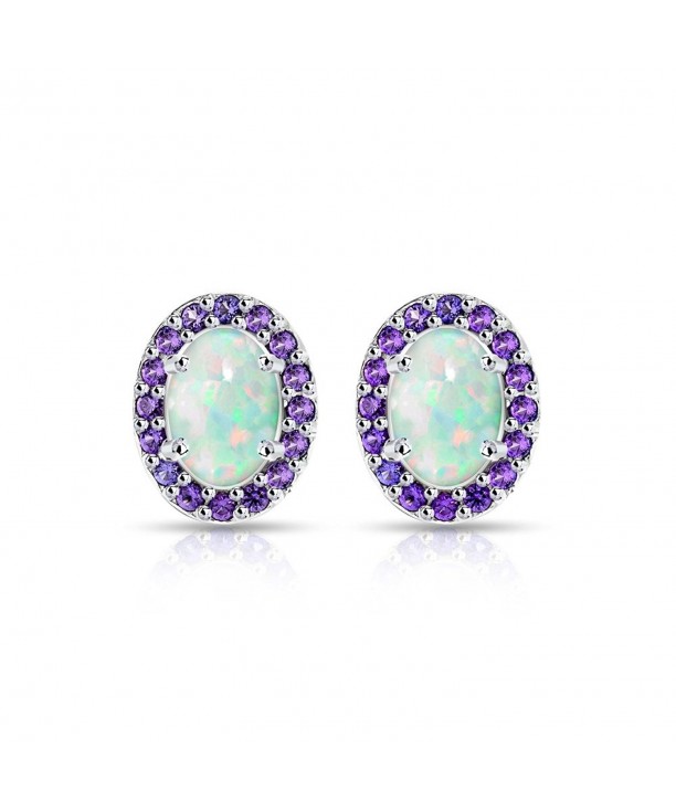 Sterling Silver Simulated Amethyst Earrings