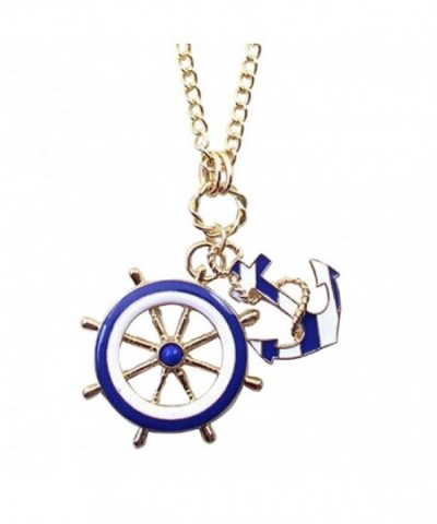 Tonsee Navy Anchor Pendant Necklace