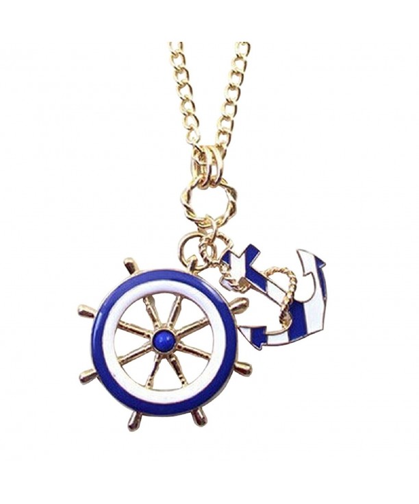 Tonsee Navy Anchor Pendant Necklace