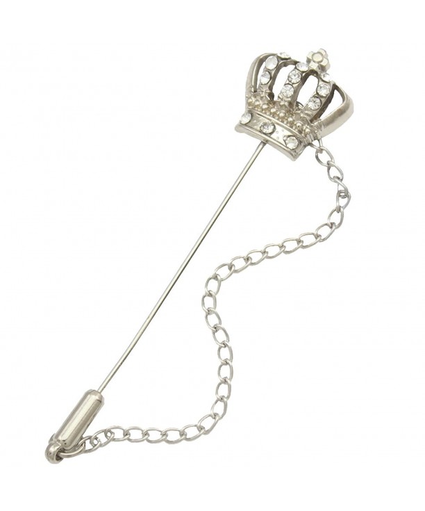 Silver Plated Crown Crystal Brooch