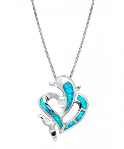 Sterling Dolphin Necklace Pendant Simulated