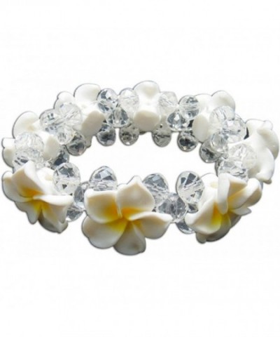 White Yellow Plumeria Flower Hawaiian Bracelet