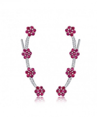 Mevecco Crawler Climber Earrings Jewelry Flower Silver