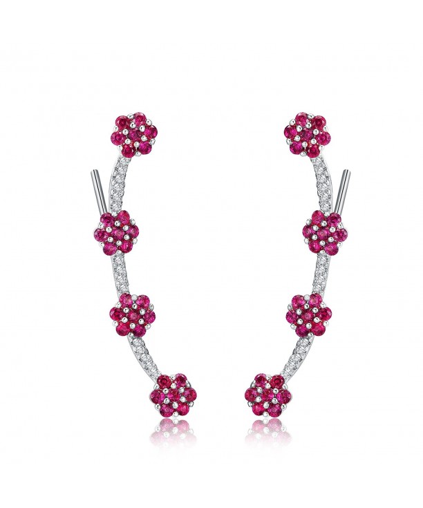 Mevecco Crawler Climber Earrings Jewelry Flower Silver