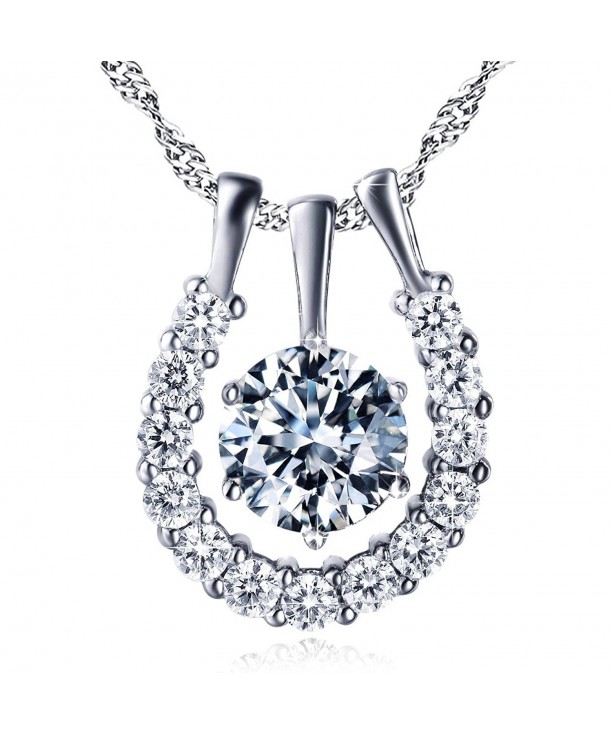 Elegant Sterling Zirconia Horseshoe Necklace