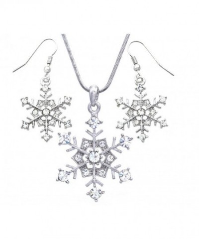 Snowflake Necklace Earrings Bridesmaid Christmas