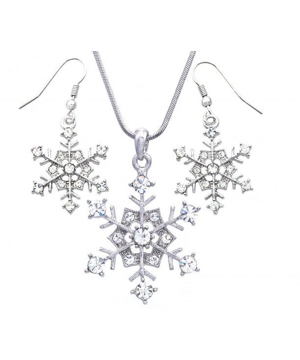 Snowflake Necklace Earrings Bridesmaid Christmas