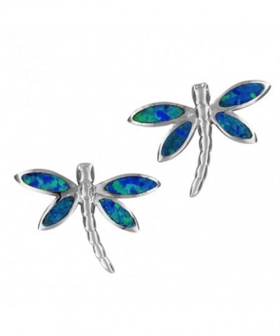 Sterling Silver Synthetic Dragonfly Earrings