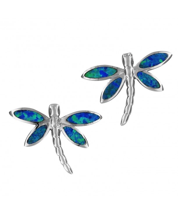 Sterling Silver Synthetic Dragonfly Earrings