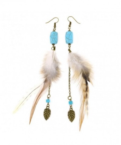 Womens Vintage Feather Earrings Turquoise