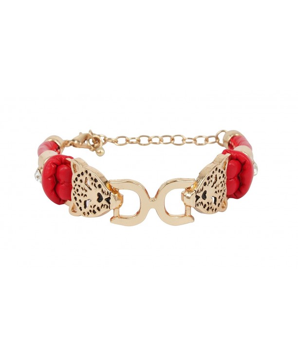 Fashion Bracelet Leopard Leather Crystal