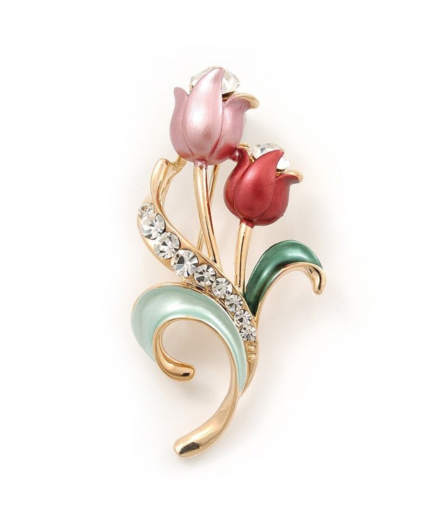 Enamel Diamante Tulip Brooch Finish