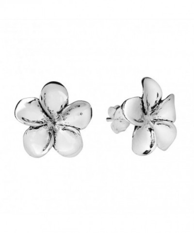 Plumeria Flower Sterling Silver Earrings