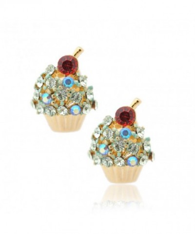 Spinningdaisy Crystal Cherry Cupcake Earrings