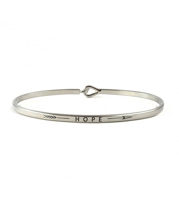 Hope Inspirational Bangle Bracelet Rhodium