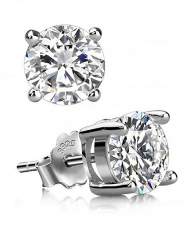 Sterling Earrings Simulated Birthstone Solitaire