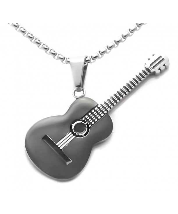 womens stainless necklace guitar pendant