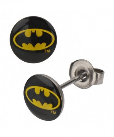 Stainless Steel Black Batman Earrings