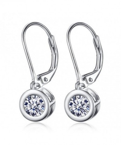 Sterling Silver Zirconia Lever Back Earrings