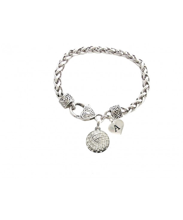 Crystal Volleyball Bracelet Jewelry Initial